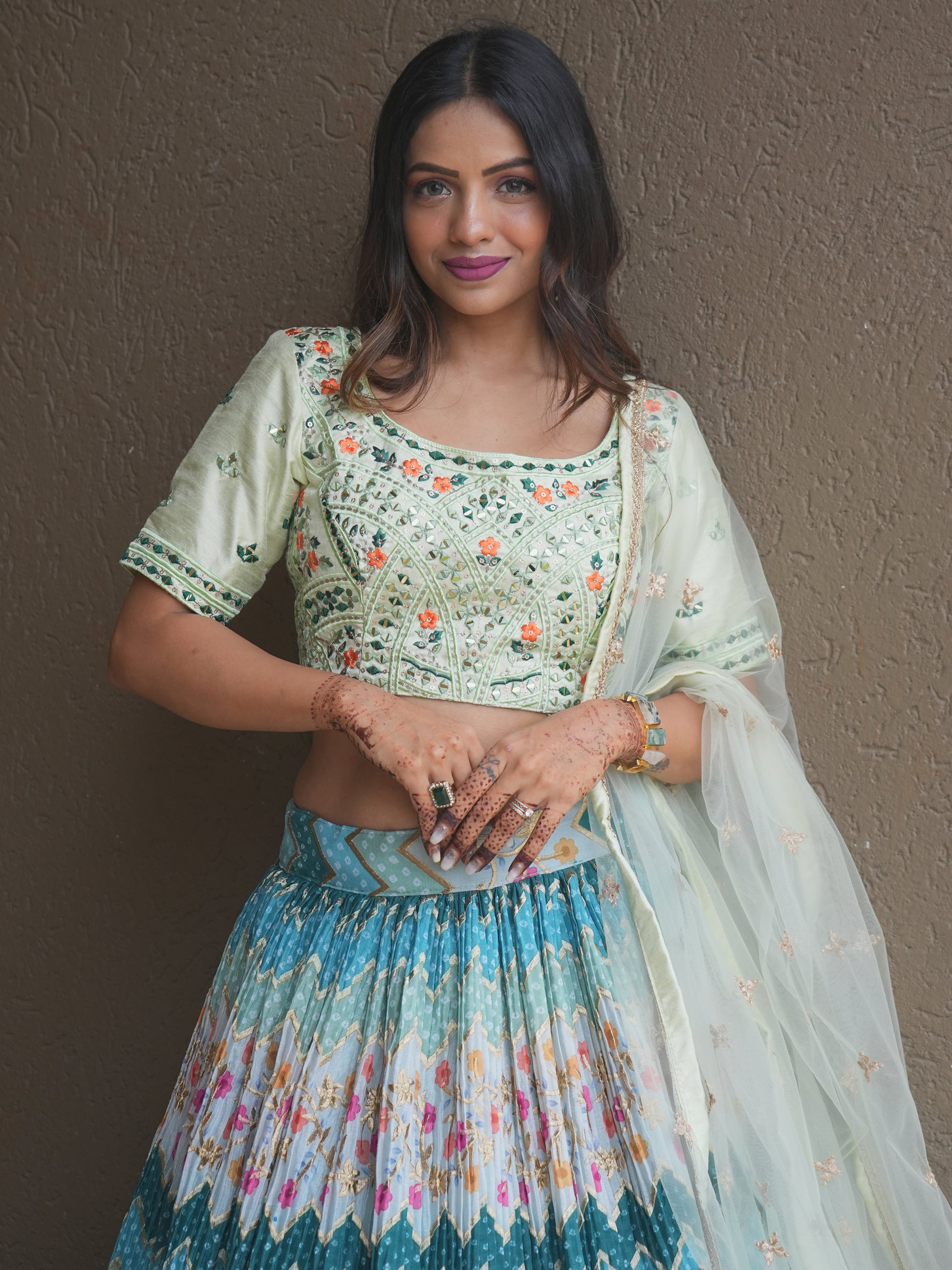 Attractive Multi Color Floral Printed Chinon Festival Wear Lehenga Choli