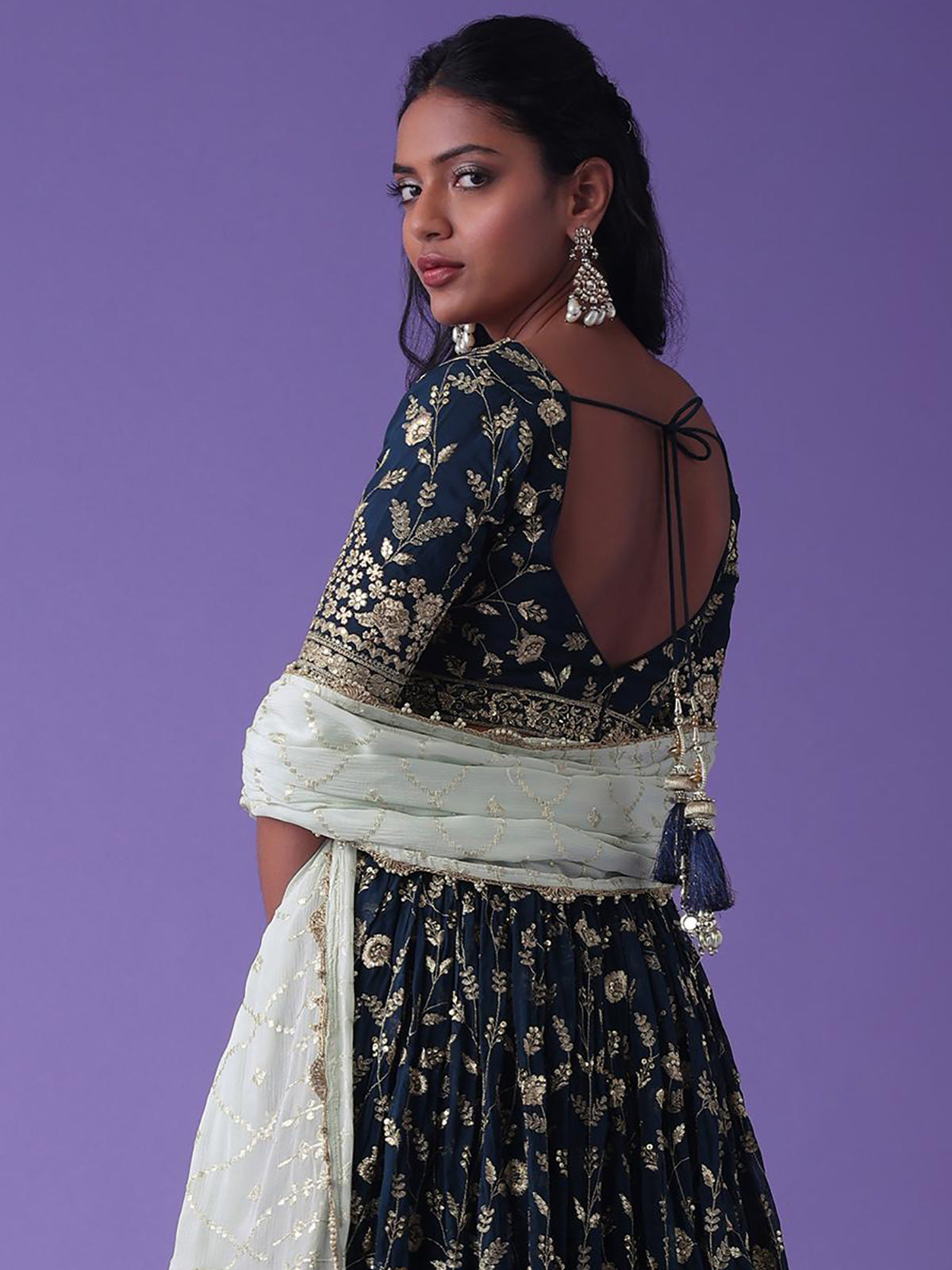Mesmerizing Blue Zari Embroidered Georgette Wedding Wear Lehenga Choli