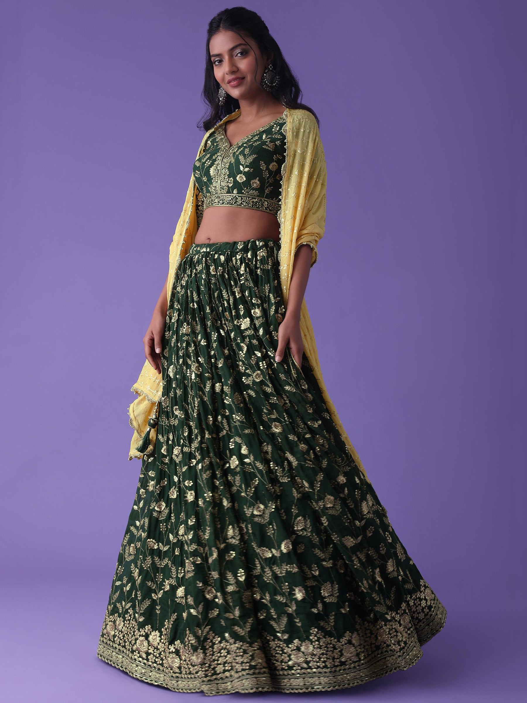 Precious Green Dori Embroidered Georgette Bridal Wear Lehenga Choli