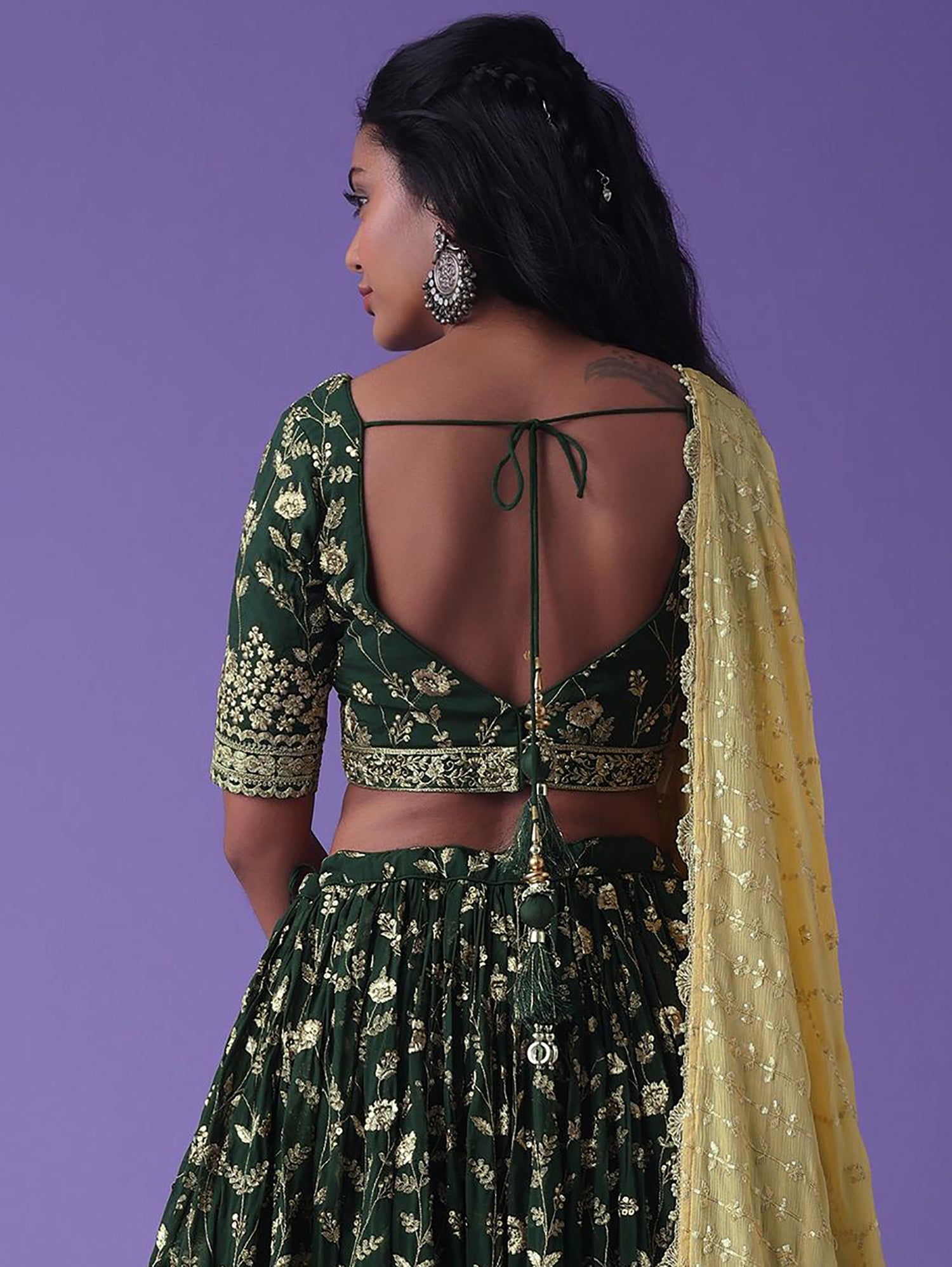 Precious Green Dori Embroidered Georgette Bridal Wear Lehenga Choli