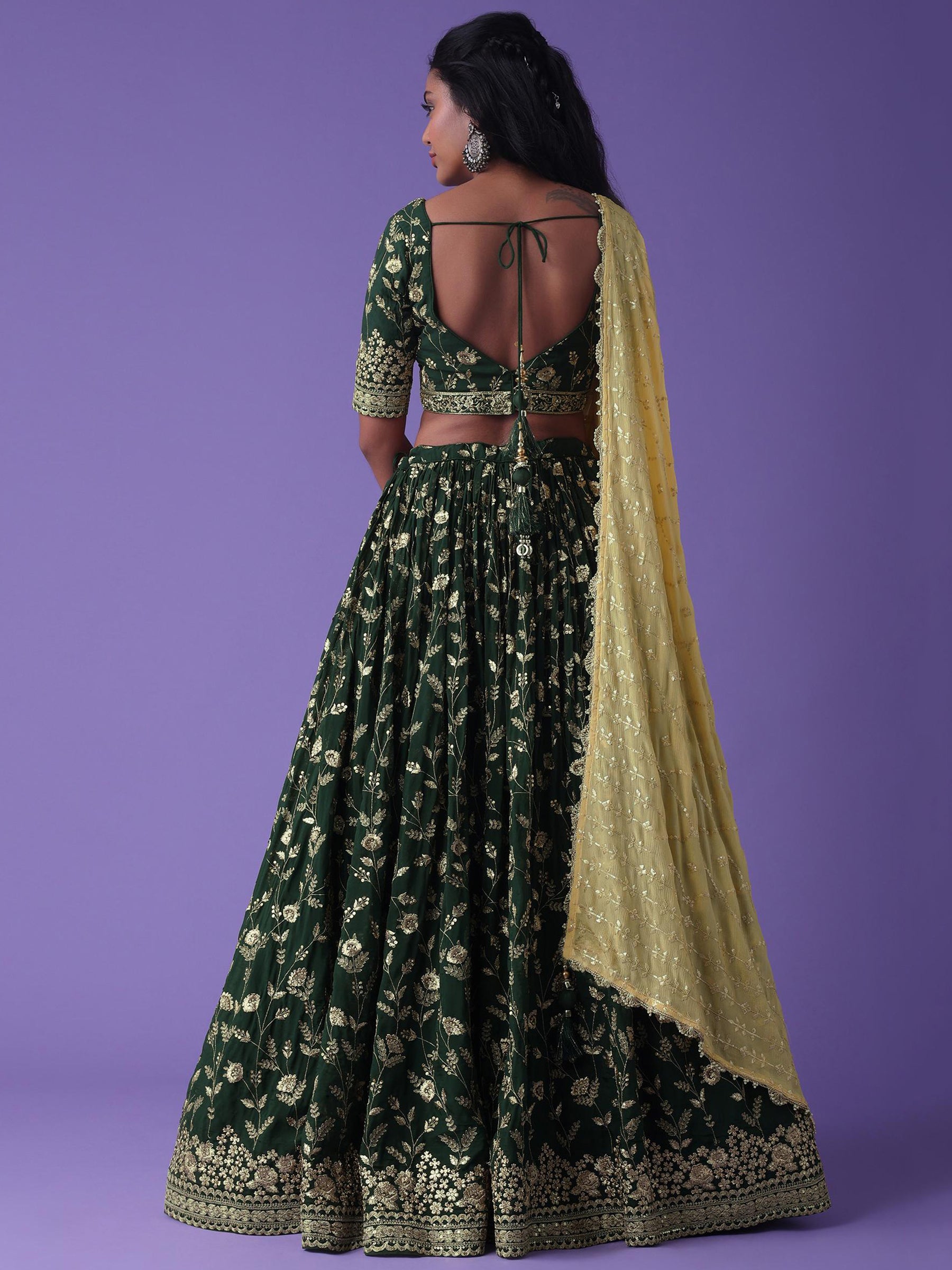 Precious Green Dori Embroidered Georgette Bridal Wear Lehenga Choli