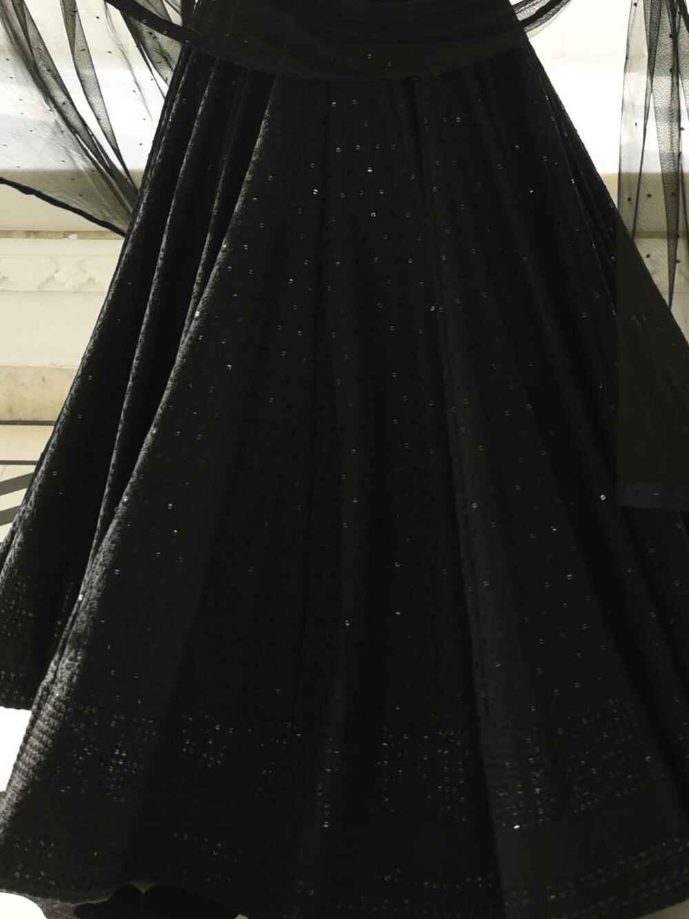 Lovely Black Sequins Georgette Party Wear Lehenga Choli