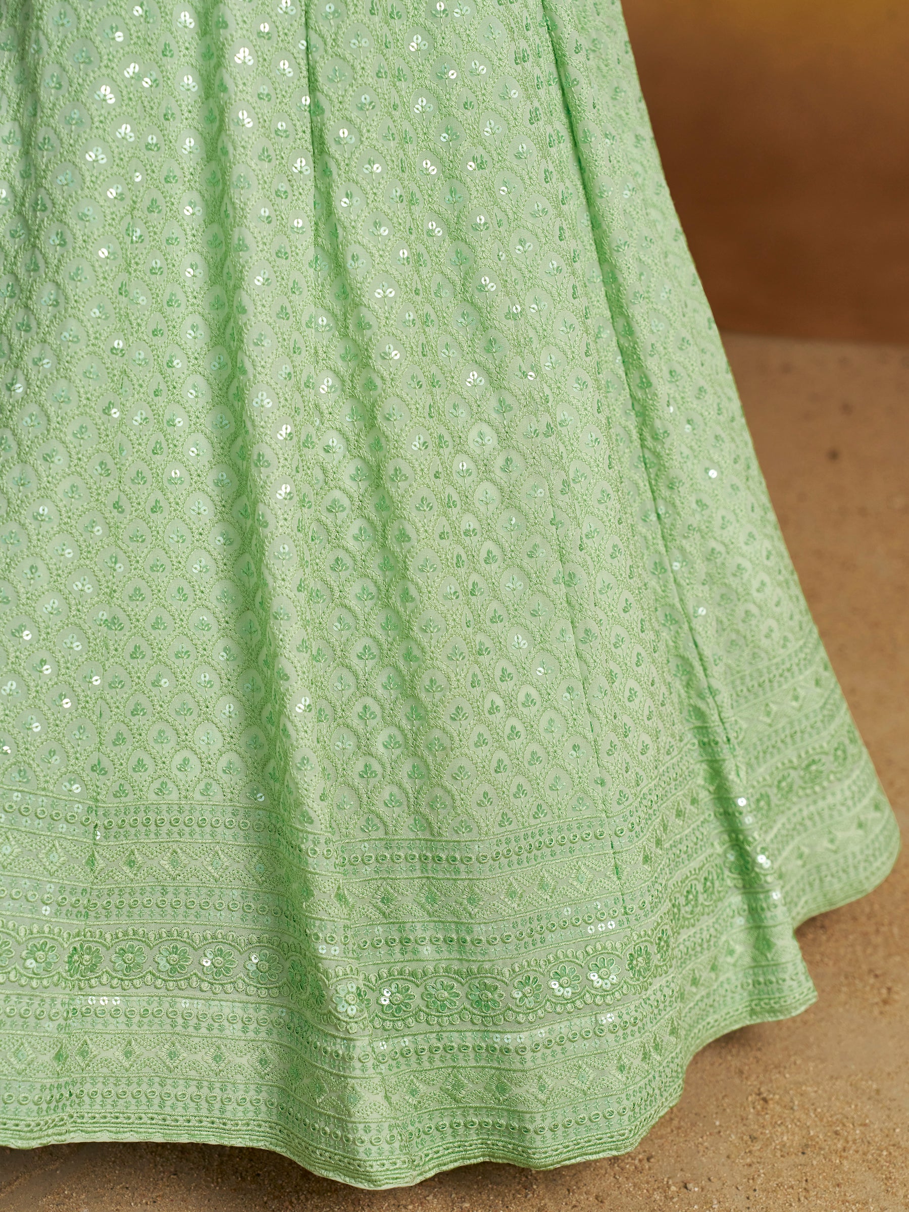 Amazing Mint Green Thread Work Georgette Event Wear Lehenga Choli