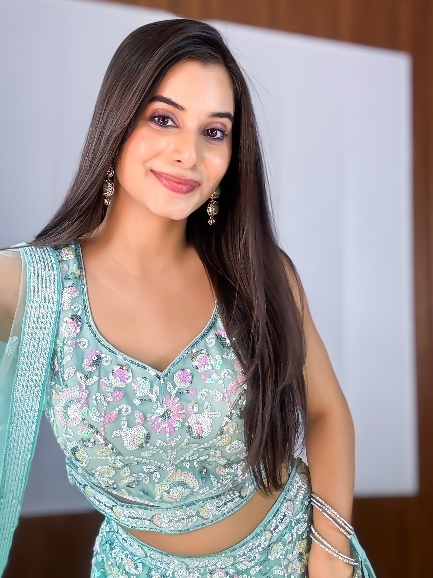 Mesmerizing Blue Sequins Net Party Wear Lehenga Choli With Dupatta