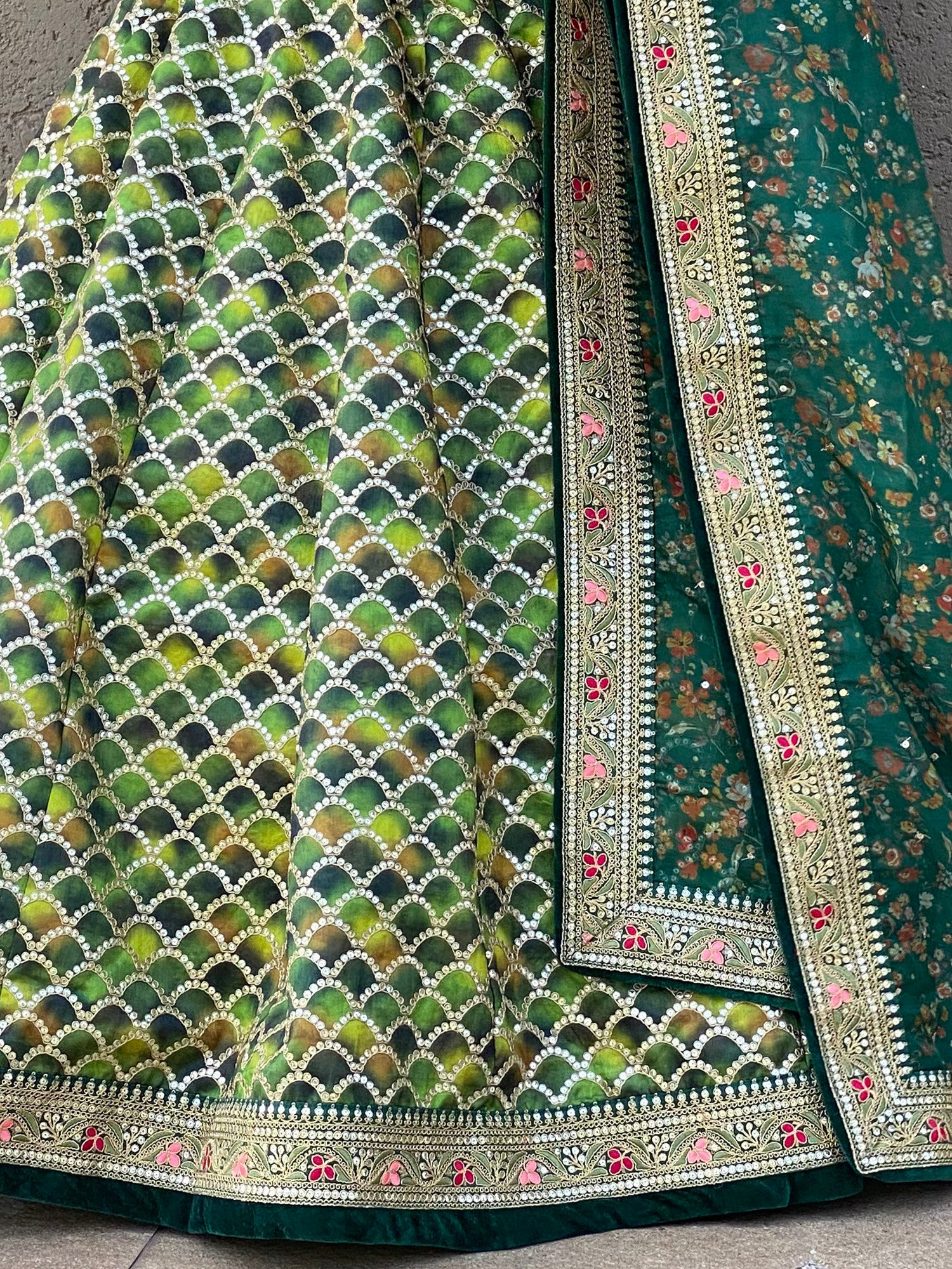 Wonderful Green Sequins Art Silk Wedding Lehenga Choli With Dupatta