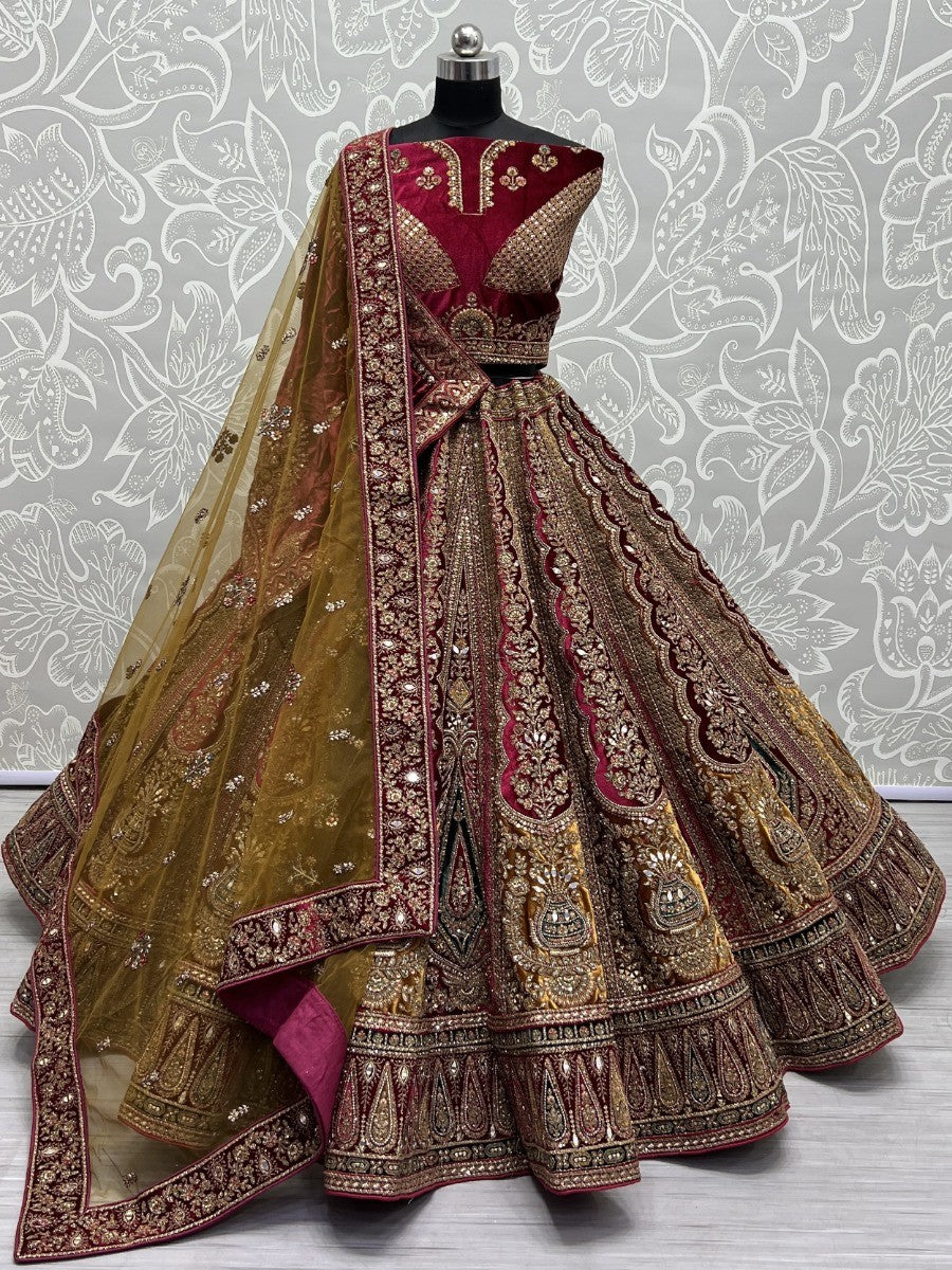 Maroon dulhan lehenga shop