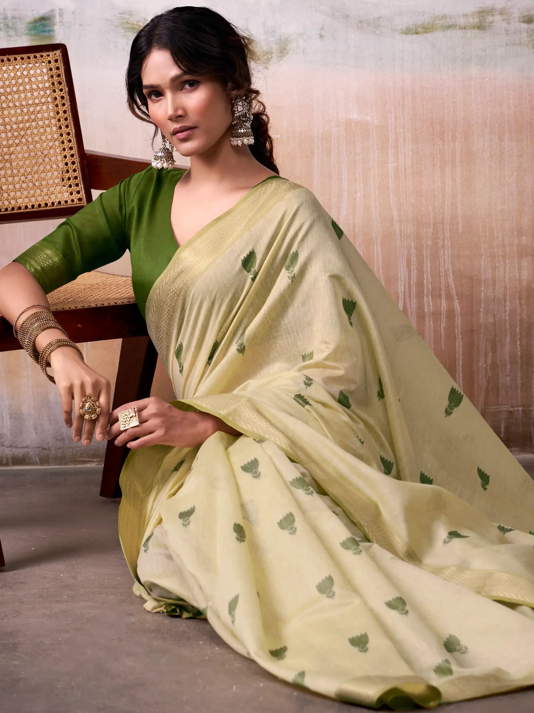 Alluring Green Zari Weaving Cotton Casual Wear Saree With Blouse - Zeel Clothing