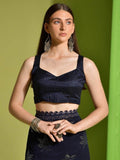 Astonishing Navy Blue Sequins Georgette Engagement Wear Saree With Blouse - Zeel Clothing