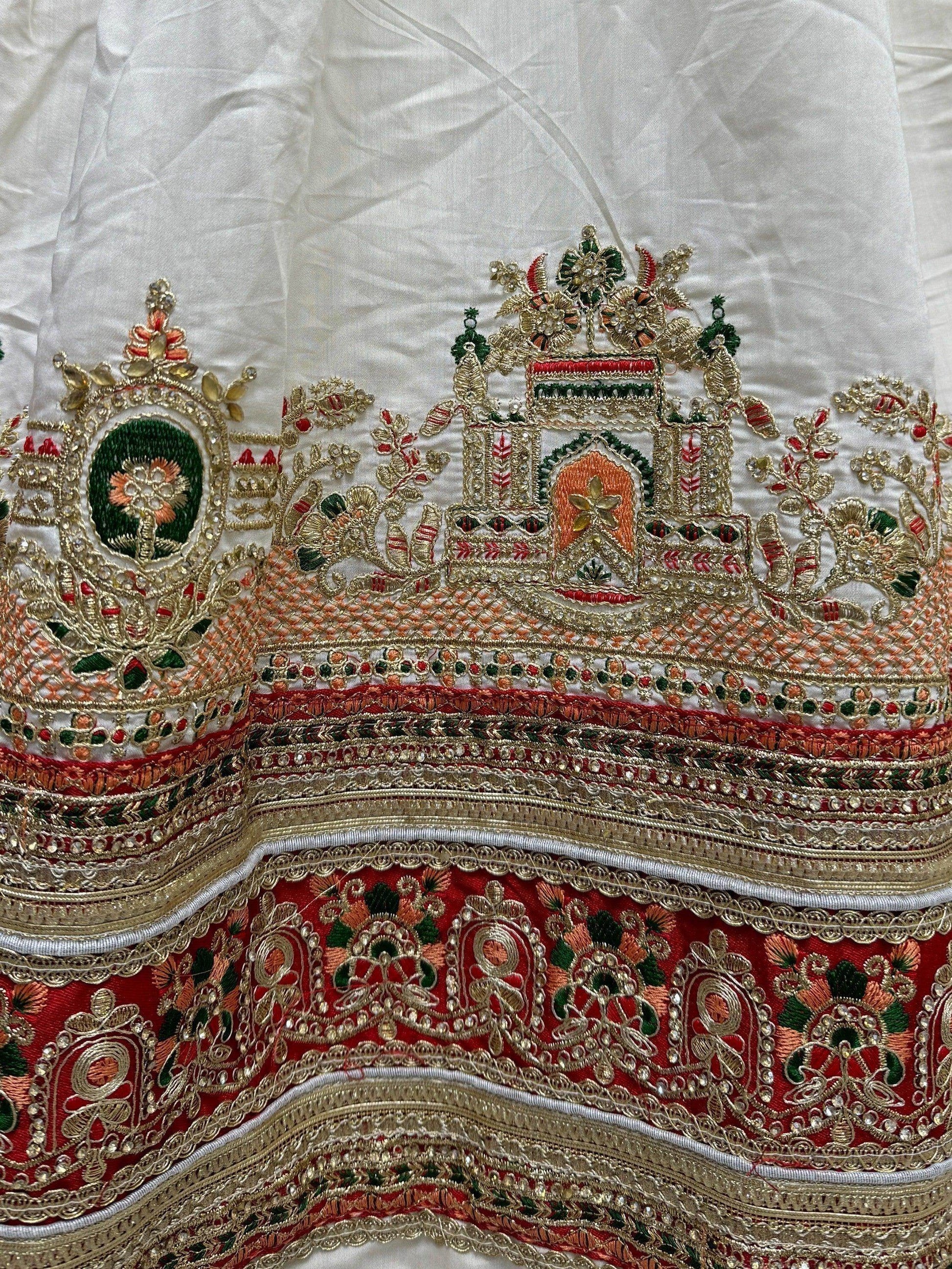 Astonishing White Thread-Work Silk Lehenga Choli With Dupatta - Zeel Clothing