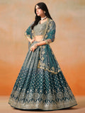 Attractive Dove Blue Zari Embroidered Shaded Lehenga Choli - Zeel Clothing