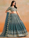 Attractive Dove Blue Zari Embroidered Shaded Lehenga Choli - Zeel Clothing