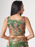 Attractive Green Floral Print Organza Festival Wear Saree With Blouse - Zeel Clothing