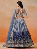 Beautiful Navy Blue Georgette Designer Lehenga Choli With Dupatta - Zeel Clothing