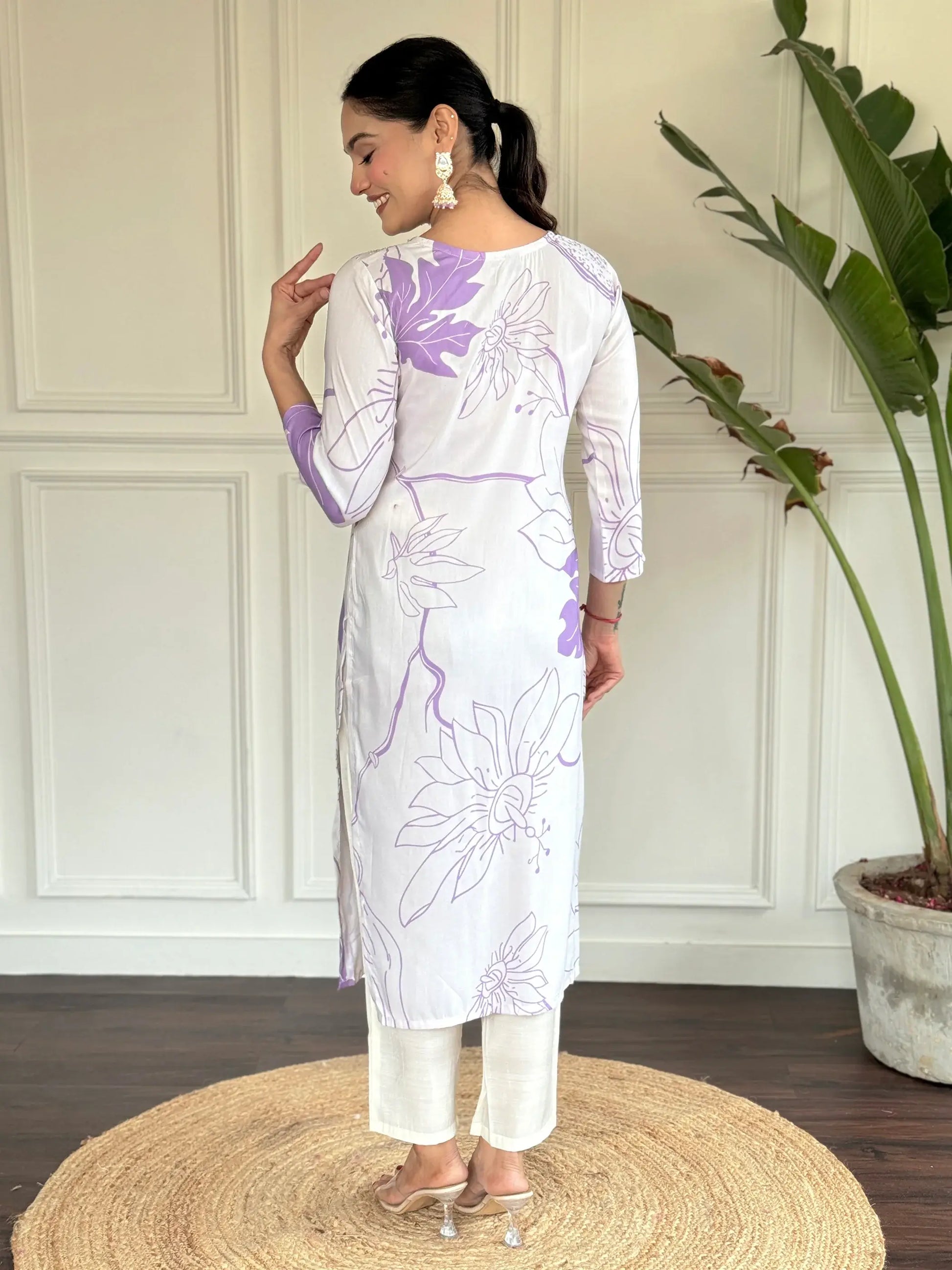 Bewitching White Printed Rayon Festival Wear Suit Pant With Dupatta - Zeel Clothing