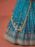 Charming Teal Blue Sequins Work Georgette Lehenga Choli - Zeel Clothing