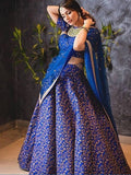 Elegant Blue Colored Designer Heavy Embroidered Raw Silk Lehenga - Zeel Clothing