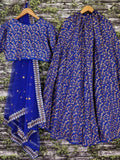 Elegant Blue Colored Designer Heavy Embroidered Raw Silk Lehenga - Zeel Clothing