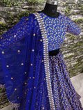 Elegant Blue Colored Designer Heavy Embroidered Raw Silk Lehenga - Zeel Clothing