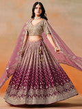 Elegant Maroon Embroidered Georgette Bridesmaids Lehenga Choli - Zeel Clothing