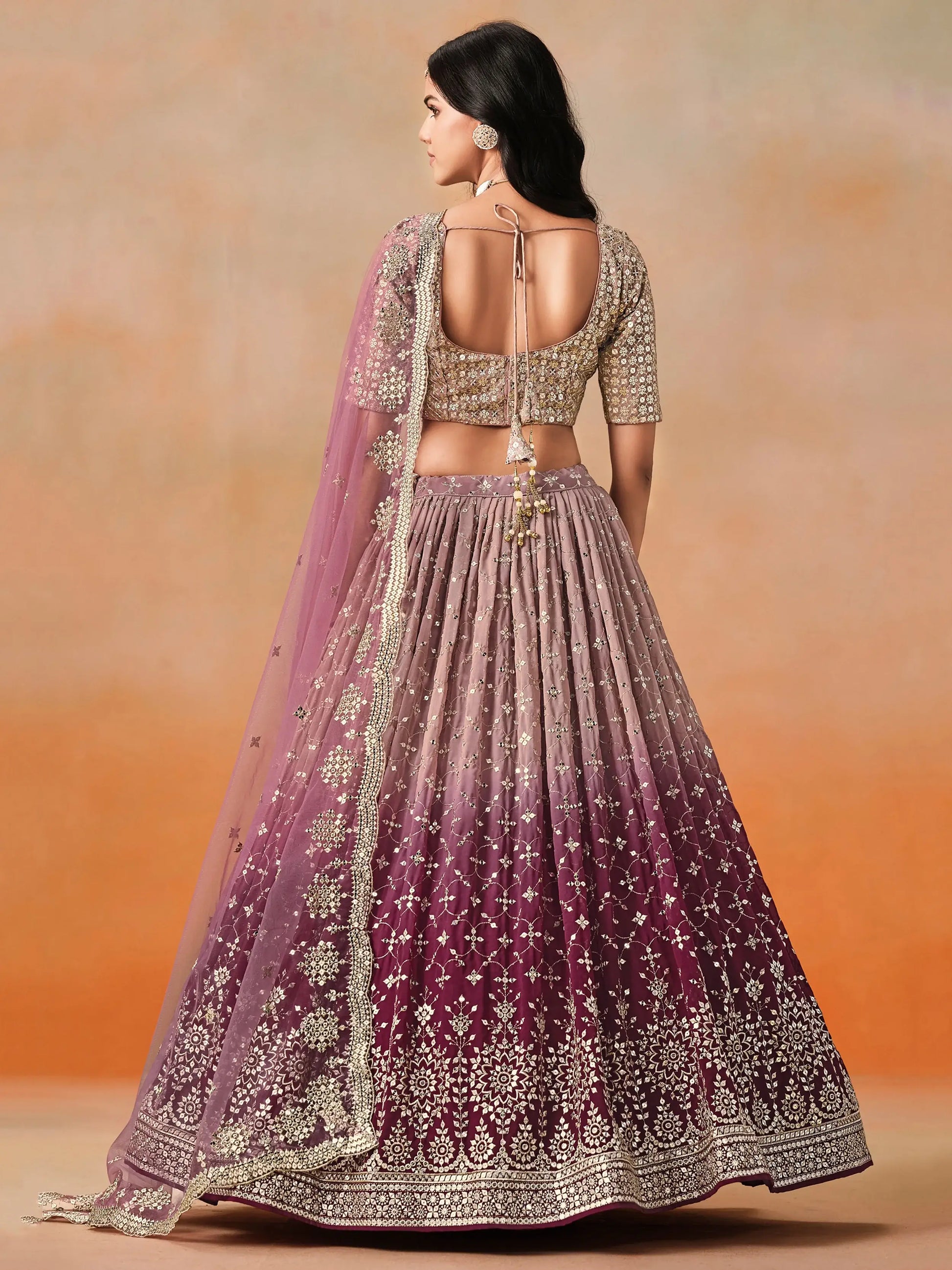 Elegant Maroon Embroidered Georgette Bridesmaids Lehenga Choli - Zeel Clothing