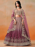 Elegant Maroon Embroidered Georgette Bridesmaids Lehenga Choli - Zeel Clothing
