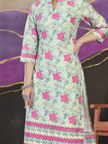 Exquisite Sky-Blue Floral Printed Cotton Events Wear Kurti - Zeel Clothing