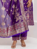 Fabulous Lavender Hand Work Jacquard Silk Pant Suit With Dupatta - Zeel Clothing