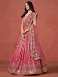Fabulous Peach Georgette Embroidered Zari Lehenga Choli With Dupatta - Zeel Clothing