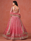 Fabulous Peach Georgette Embroidered Zari Lehenga Choli With Dupatta - Zeel Clothing
