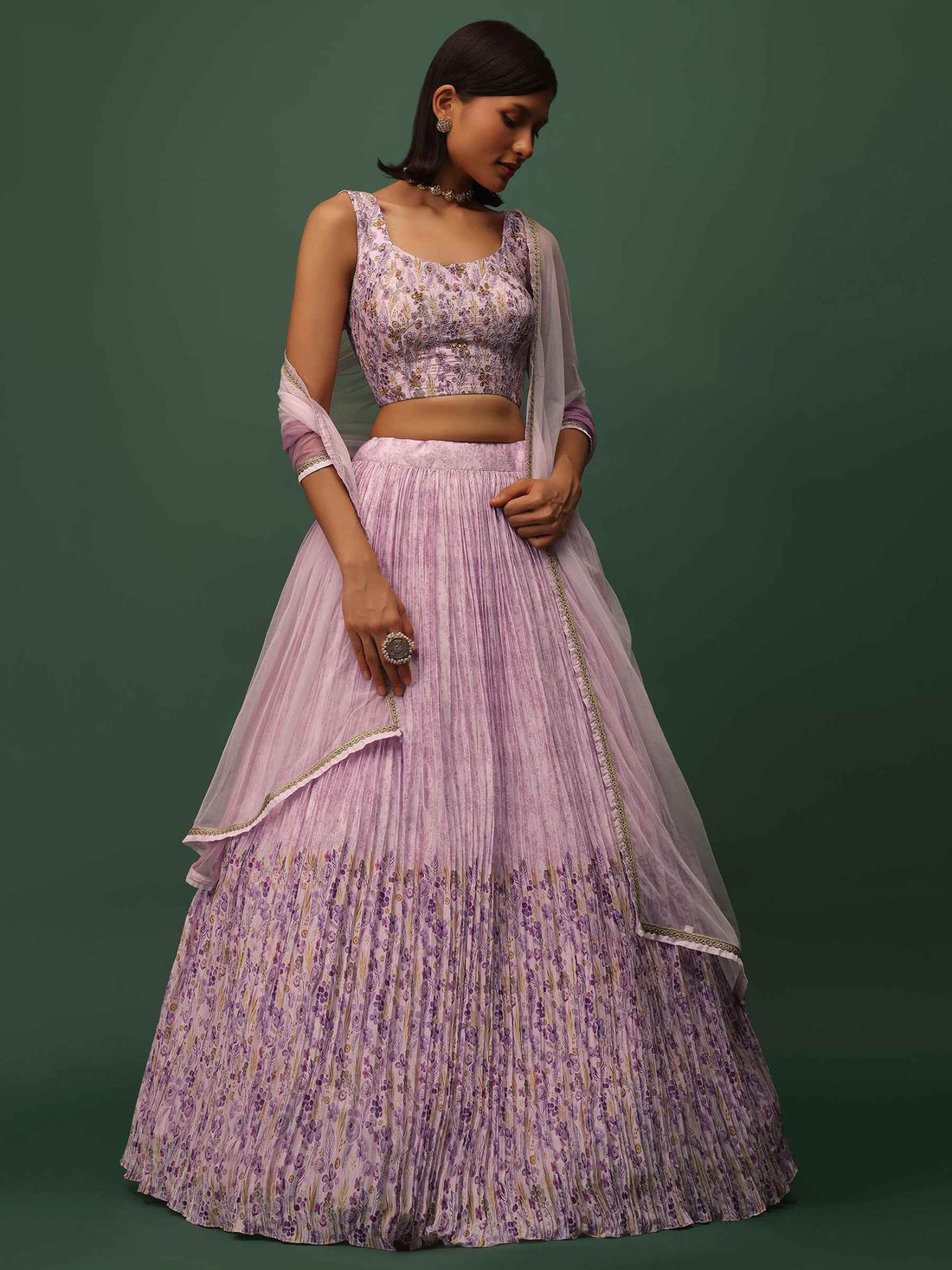 Fabulous Pink Floral Printed Georgette Event Wear Lehenga Choli - Zeel Clothing