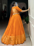 Fantastic Orange Chanderi Festival Wear Lehenga Choli With Dupatta - Zeel Clothing