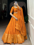 Fantastic Orange Chanderi Festival Wear Lehenga Choli With Dupatta - Zeel Clothing