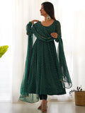 Glamorous Green Laheriya Printed Georgette Traditional Anarkali Suit - Zeel Clothing