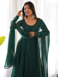 Glamorous Green Laheriya Printed Georgette Traditional Anarkali Suit - Zeel Clothing