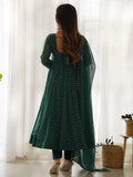 Glamorous Green Laheriya Printed Georgette Traditional Anarkali Suit - Zeel Clothing