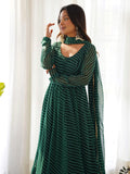 Glamorous Green Laheriya Printed Georgette Traditional Anarkali Suit - Zeel Clothing