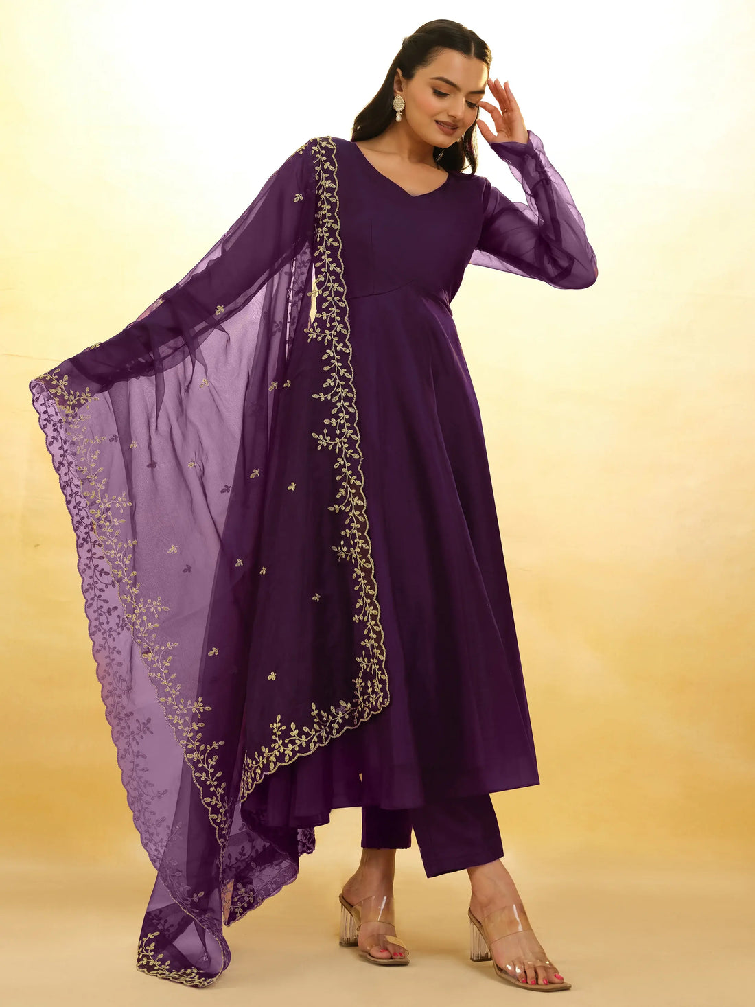 Glamorous Purple Organza Festival Wear Salwar Suit With Dupatta - Zeel Clothing