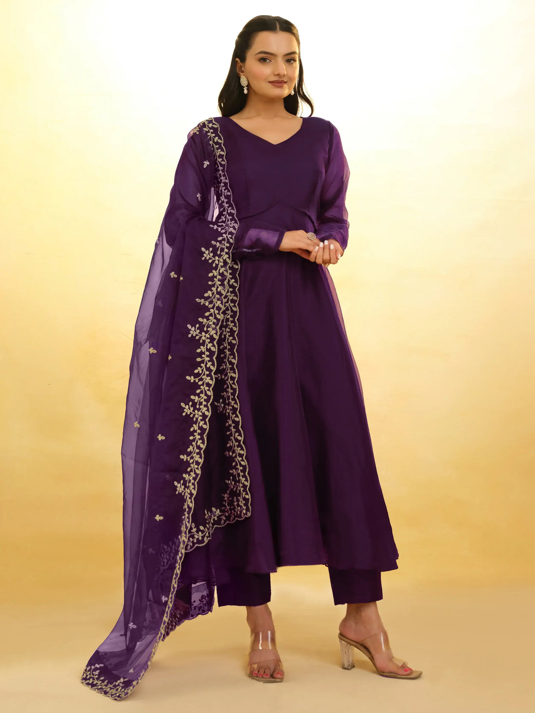 Glamorous Purple Organza Festival Wear Salwar Suit With Dupatta - Zeel Clothing