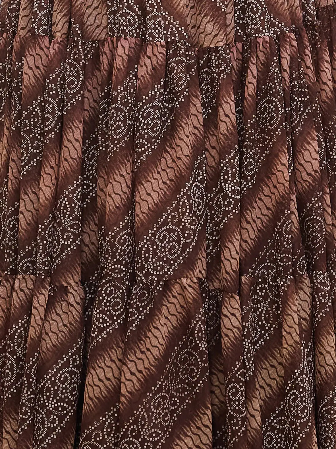 Glorious Brown Bandhani Print Georgette Navratri Special Gown - Zeel Clothing