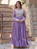 Gorgeous Lavender Sequins Georgette Eid Special Gown With Dupatta - Zeel Clothing