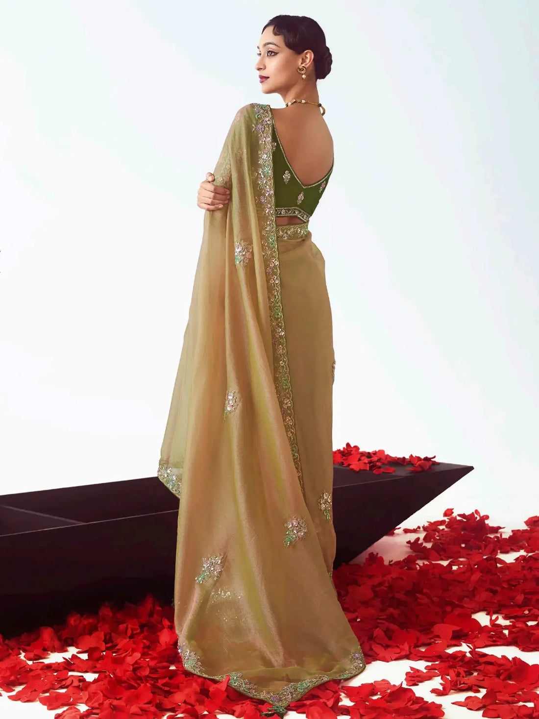 Gorgeous Yellow Zari Embroidered Organza Event Wear Saree With Blouse - Zeel Clothing