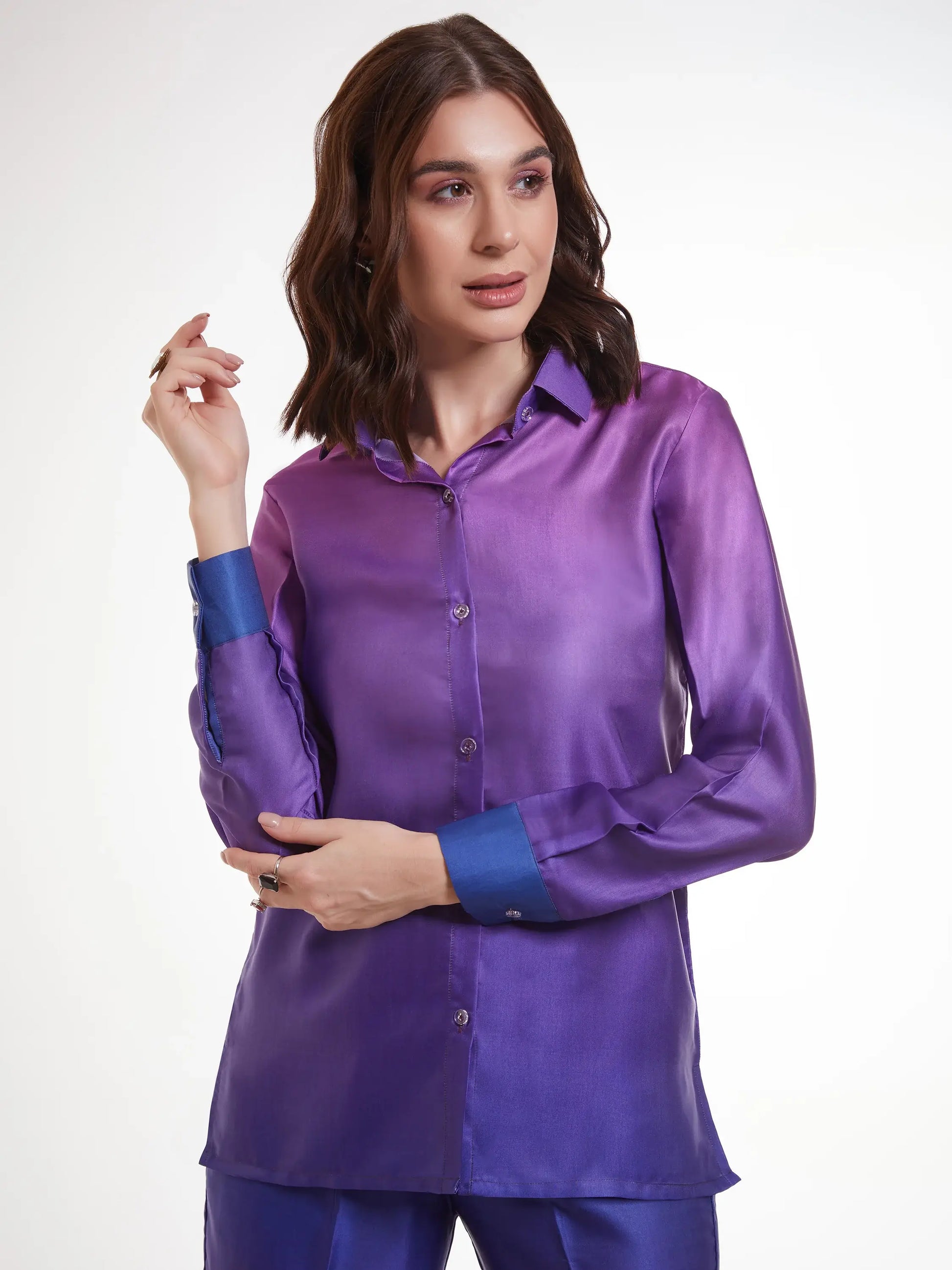 Incredible Ombre Purple Satin Party Wear Co-Ord Set - Zeel Clothing