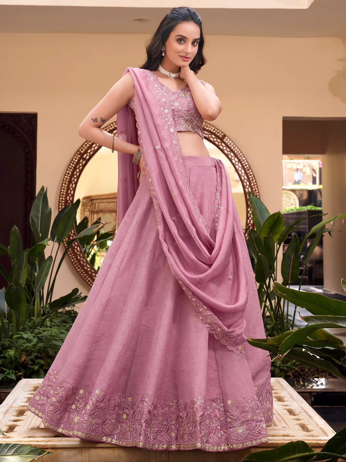 Incredible Pink Thread Embroidered Organza Festival Wear Lehenga Choli - Zeel Clothing