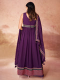 Incredible Purple Embroidered Georgette Festival Wear Palazzo Suit - Zeel Clothing
