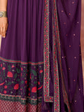 Incredible Purple Embroidered Georgette Festival Wear Palazzo Suit - Zeel Clothing