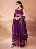 Incredible Purple Embroidered Georgette Festival Wear Palazzo Suit - Zeel Clothing