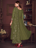 Lovely Green Embroidered Georgette Anarkali Suit With Dupatta - Zeel Clothing