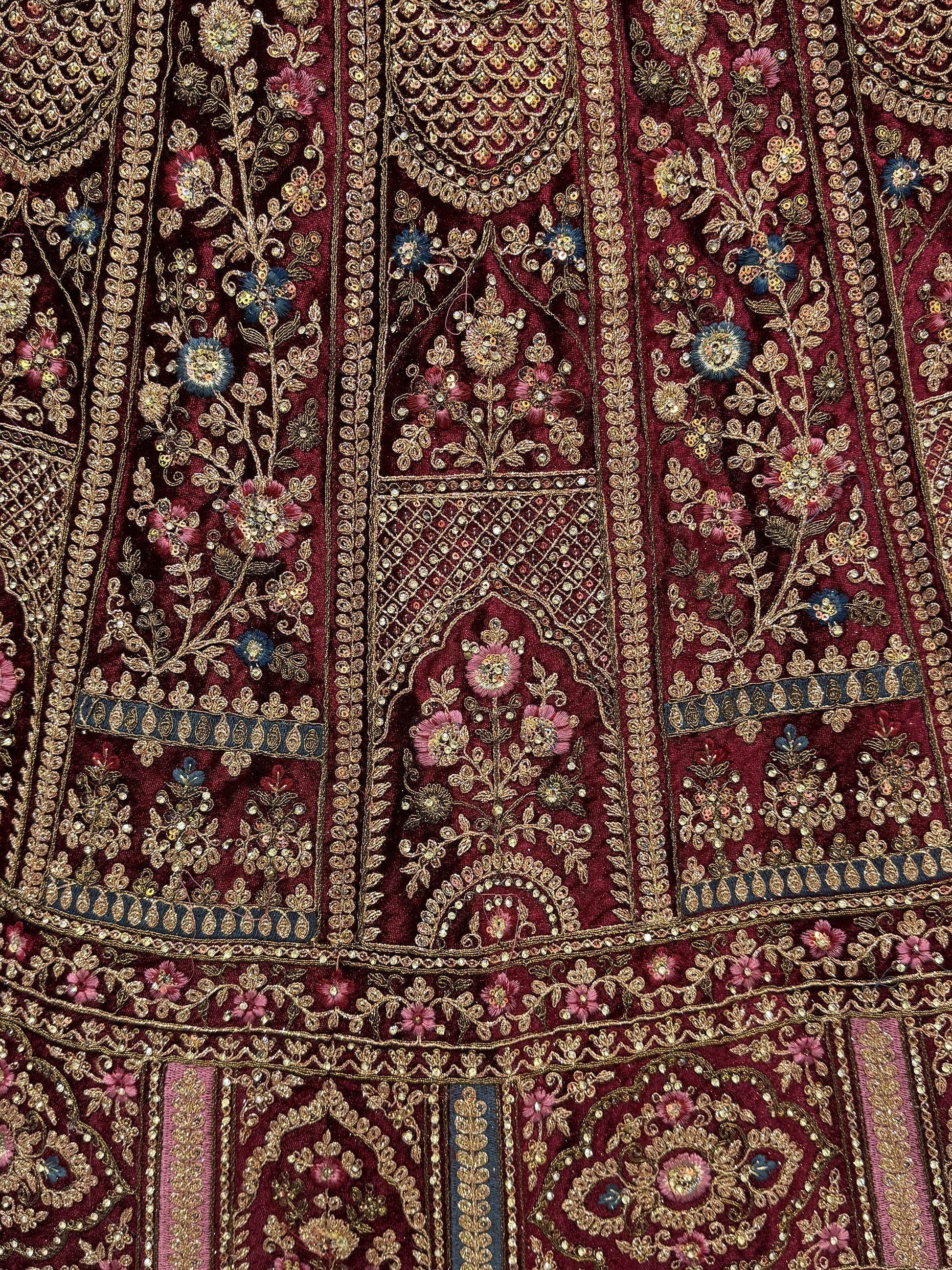 Magnetic Maroon Thread Work Bridal Lehenga Choli With Double Dupatta - Zeel Clothing