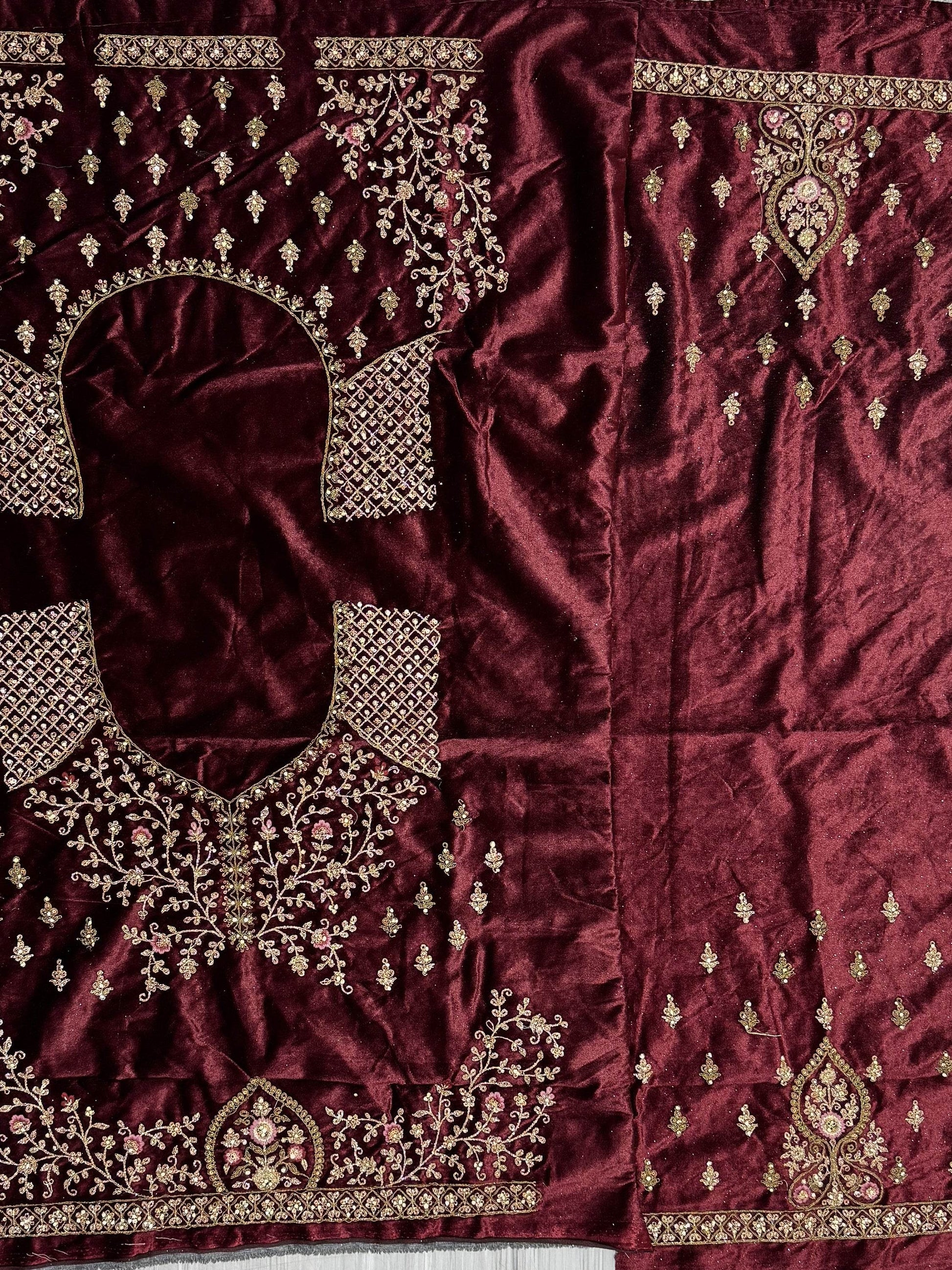 Magnetic Maroon Thread Work Bridal Lehenga Choli With Double Dupatta - Zeel Clothing