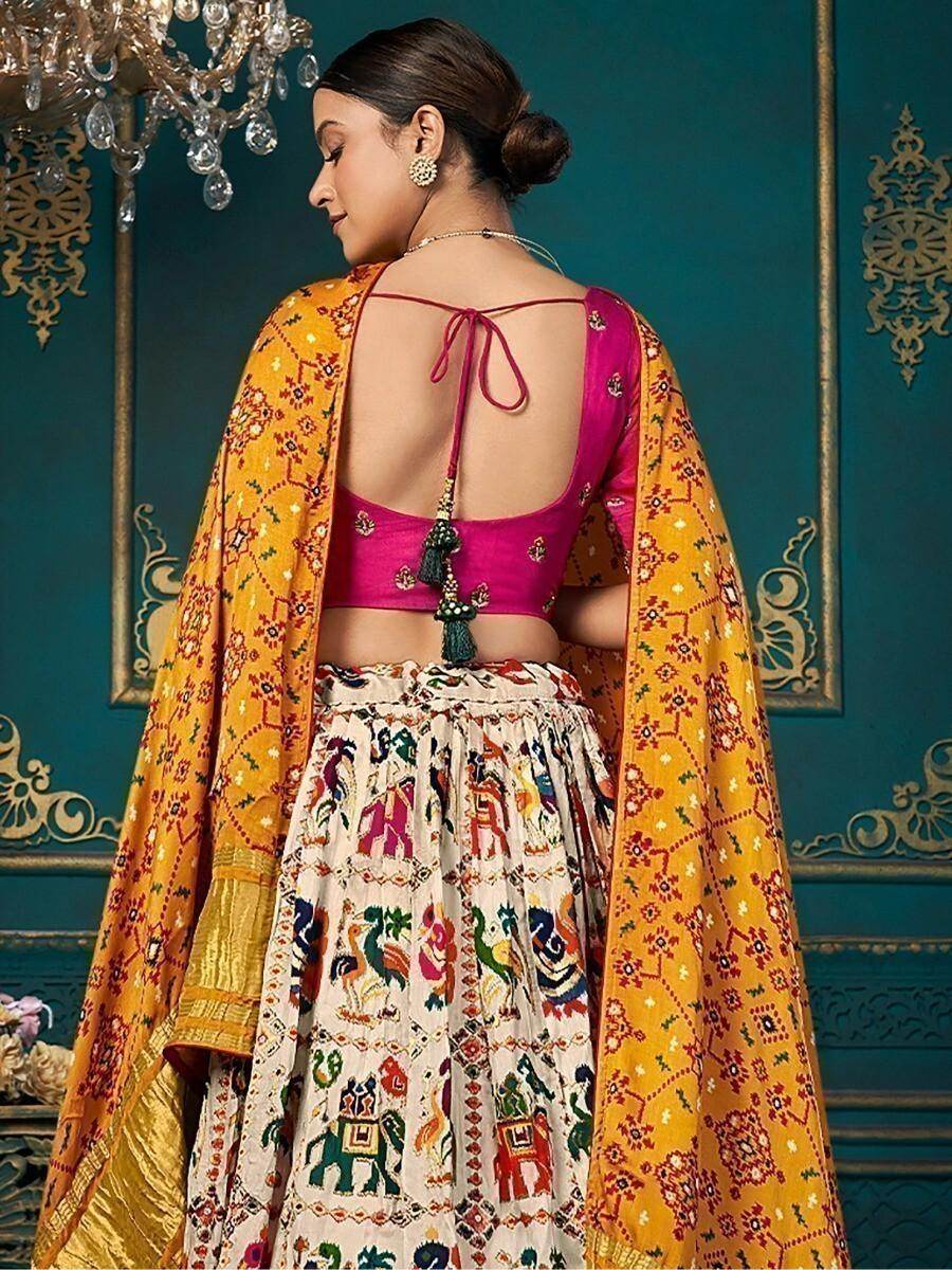 Majestic Multi-Color Khatli Work Silk Lehenga Choli With Dupatta - Zeel Clothing